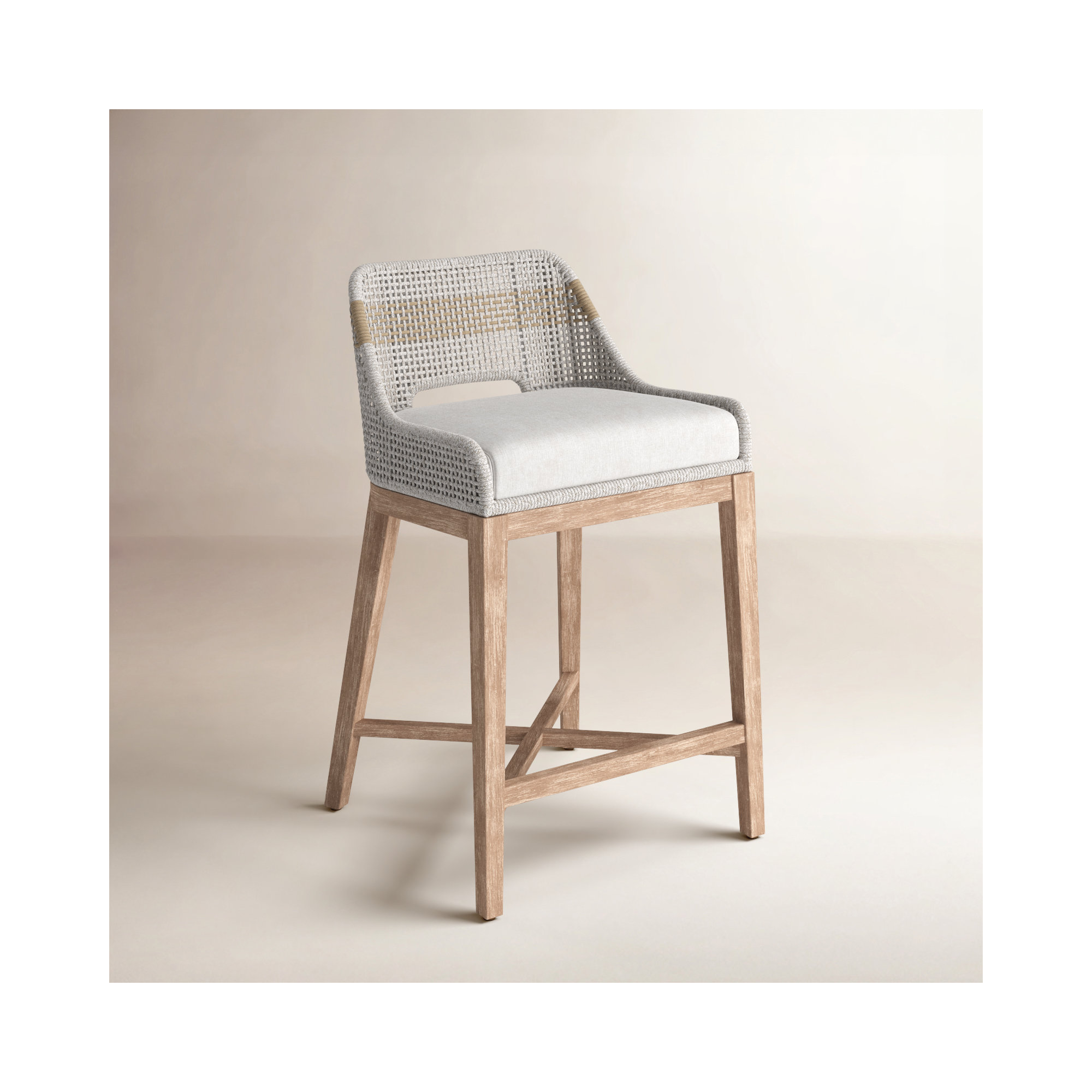 Bowker Bar & Counter Stool, Counter Stool (26" Seat Height), Taupe & White / Pumice