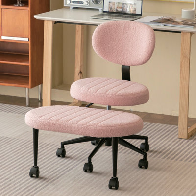 Fauteuil de bureau ergonomique à pattes croisées multi-positions pour adultes, fauteuil pivotant de méditation et de bureau avec support pour le dos et base roulante