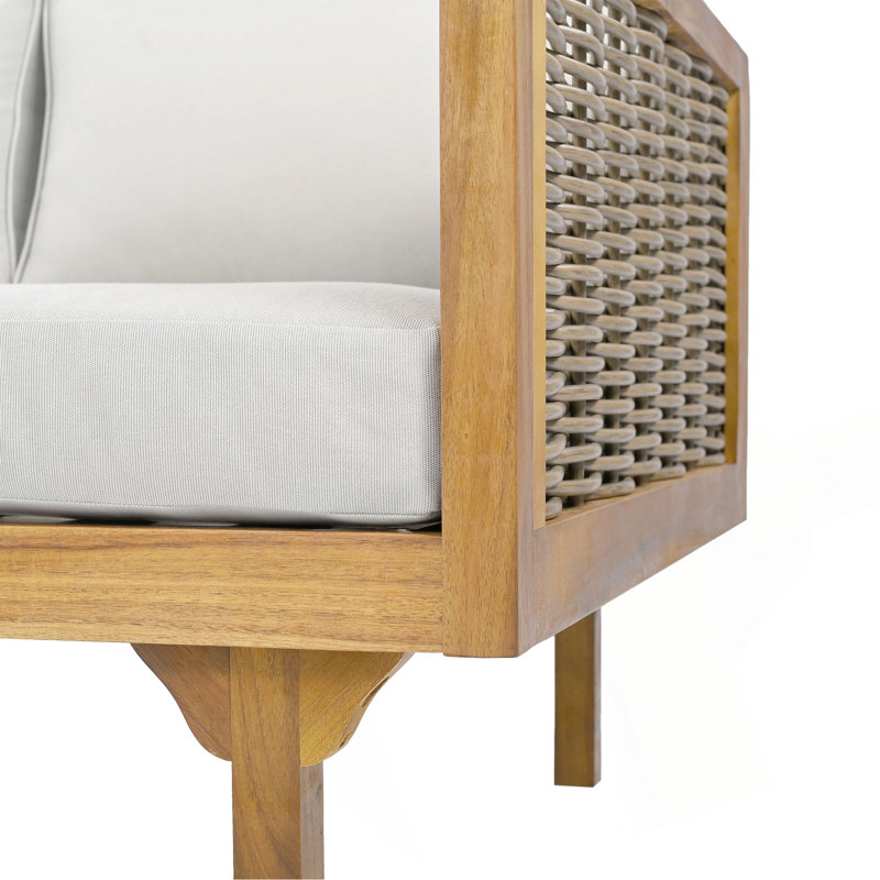 Claremont 3 Seater Daybed With Rattan Arms, Gray, Teak