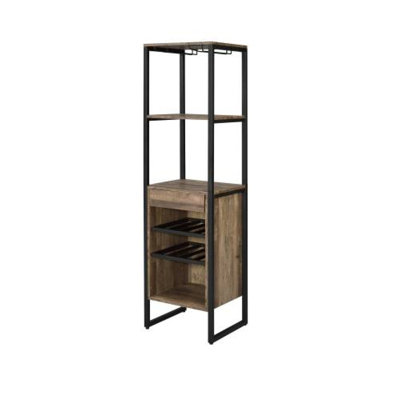 Nery Wine Rack With 1 Drawer, 3 Shelves, 70 Inch Tall, Weathered Oak Brown