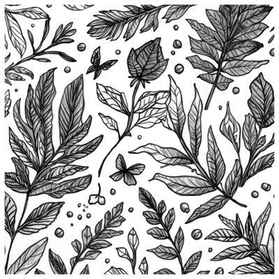 Couvertures noir et blanc avec illustration botanique