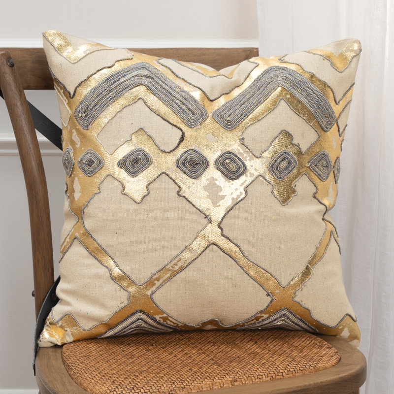 Embroidered Cotton Throw Pillow
