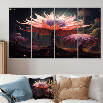 Crewell - Modern Floral Wall Art Decor Set 4 Piece