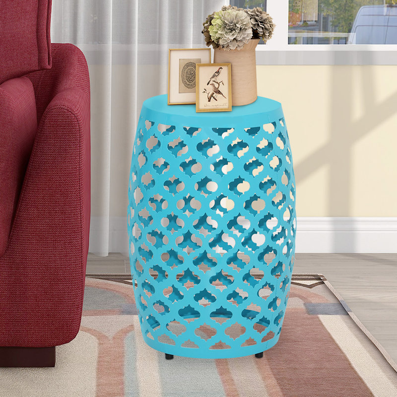 Iron Top End Table, Blue