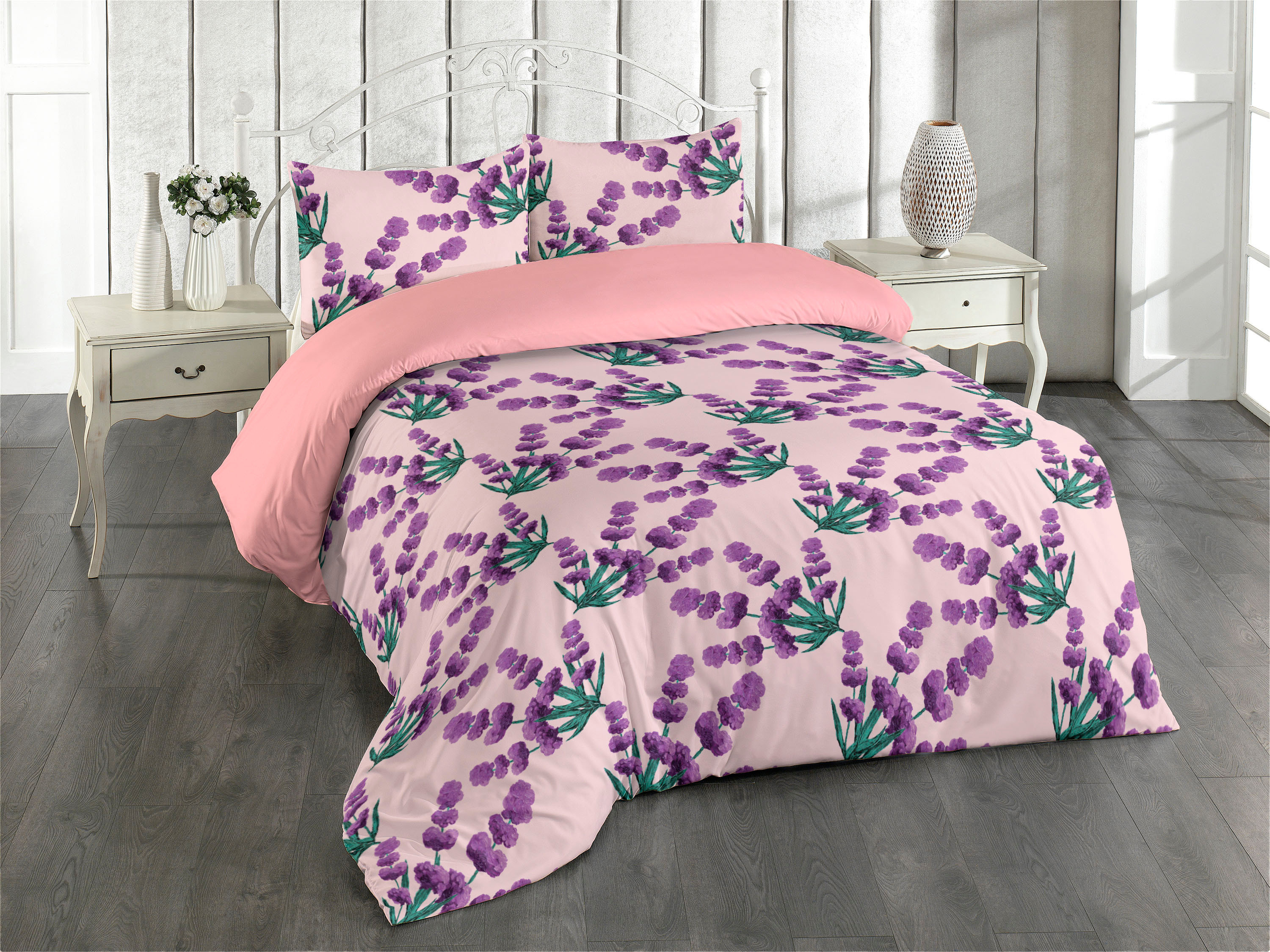 Lavender Floral Print Pattern Duvet Cover Bedding Set
