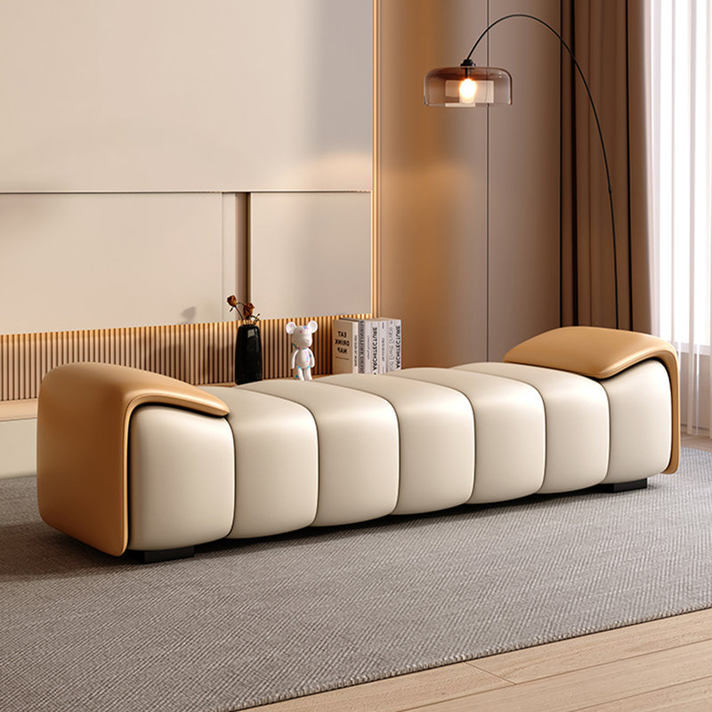 Banc avec revêtement, H 20,47 po x l 78,74 po x P 19,69 po, Orange/beige
