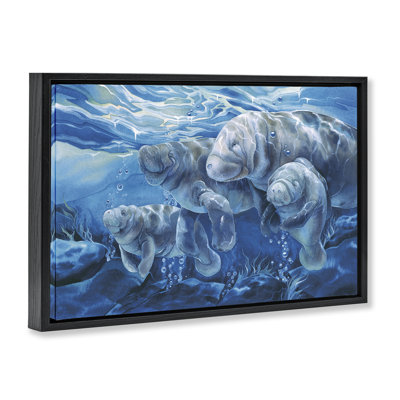 Underwater Manatee Family Floating Frame, design by Jody Bergsma