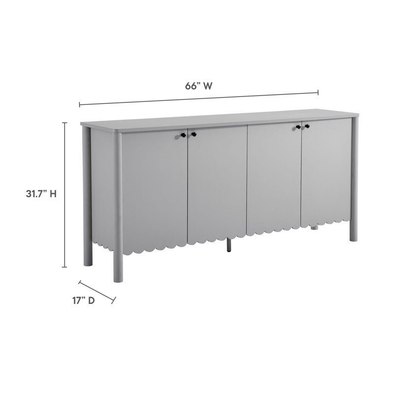 Light Gray Laminate 66" Scalloped Sideboard Cabinet