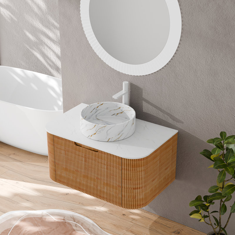 Ensemble de meuble-lavabo mural 30 po Echoe, Orange clair