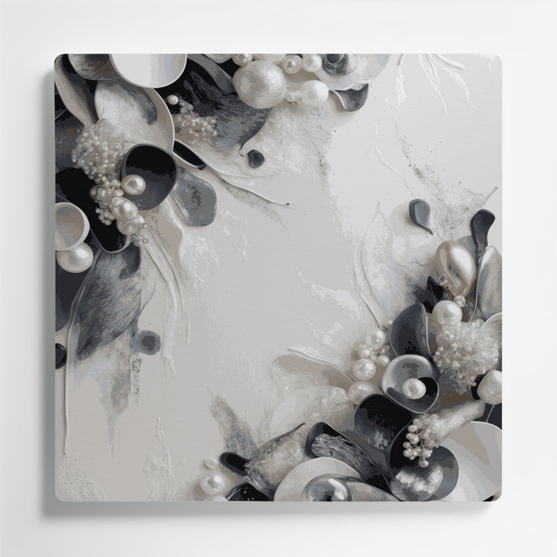 Abstrait aquarelle 5, art mural gris en métal, H 12 po x l 12 po
