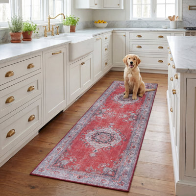 Tapis oriental rouge / bleu / gris Joonwon