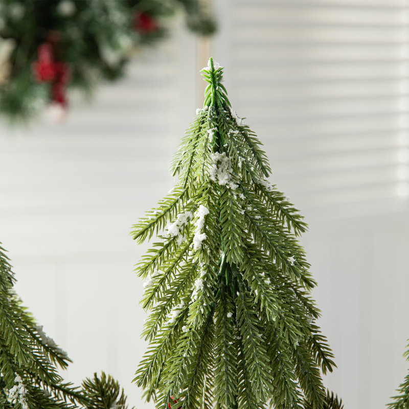 21"L Christmas Potted Triple Trees Centerpiece Or Table Tree