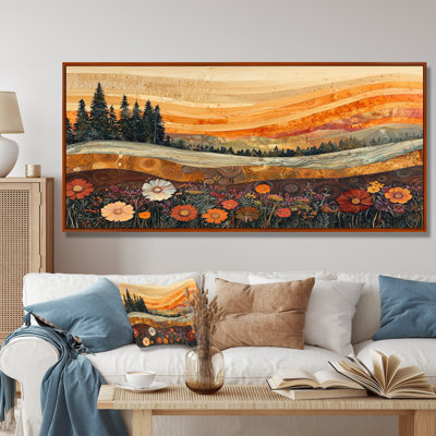 Gobrias Wildflowers Farm Landscape Of Autumn River III - Wildflowers Wall Art