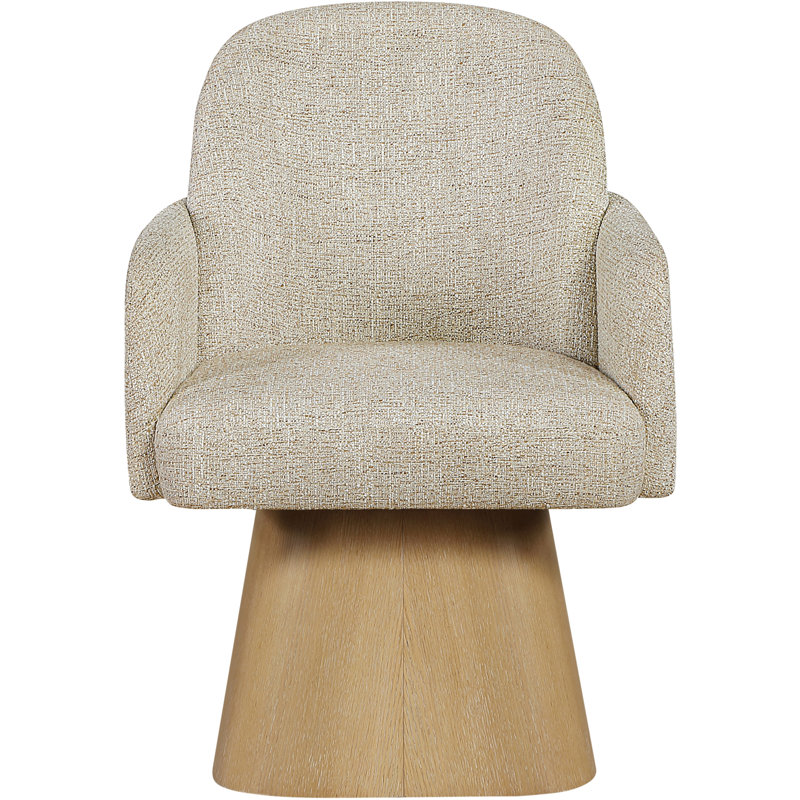 Chaise de salle à manger rembourrée Marlowe Arachne, Beige Linen Textured Fabric, Naturel