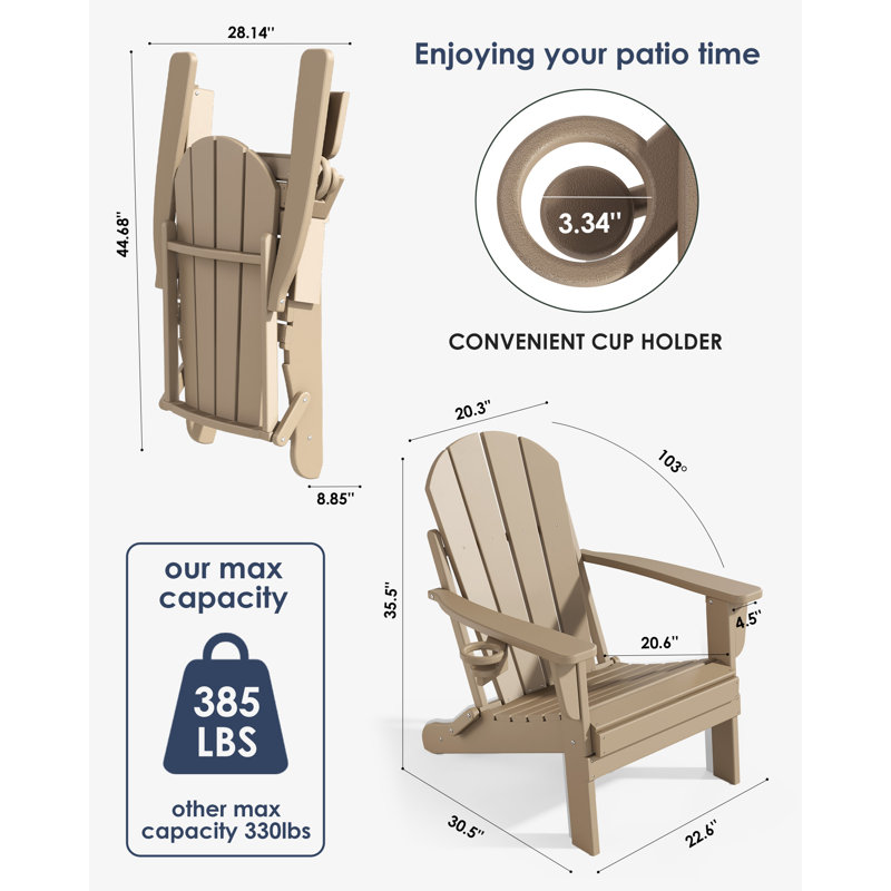 Lutie Foldable Outdoor Adirondack Chair, Coffee