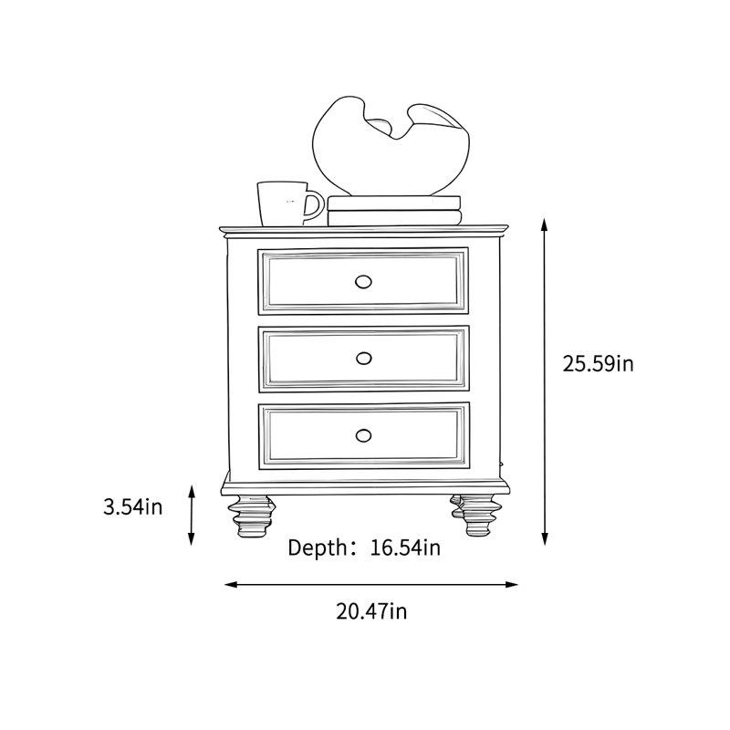 Bedroom storage cabinet, White, 25.59" H x 20.47" W x 16.54" D