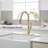 Single-Handle Pull-Down Pull-Out Sprayer 3 Spray High Arc Kitchen Faucet With Deck Plate In Brushed Gold-116830680