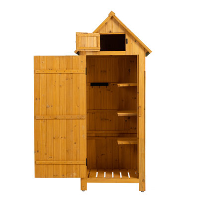 Natural Solid Wood Outdoor Storage Cabinet with Adjustable Shelves