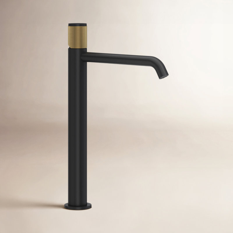 Terrell Single Handle Tall Lavatory Faucet, Matte Black/Antique Gold