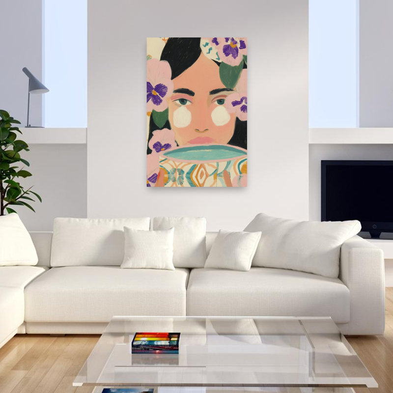 Dreamy Floral Portrait Dreamy Modern Pansy Portrait Flower Wall Art Print 1 Piece Wrapped Canvas Wall Art