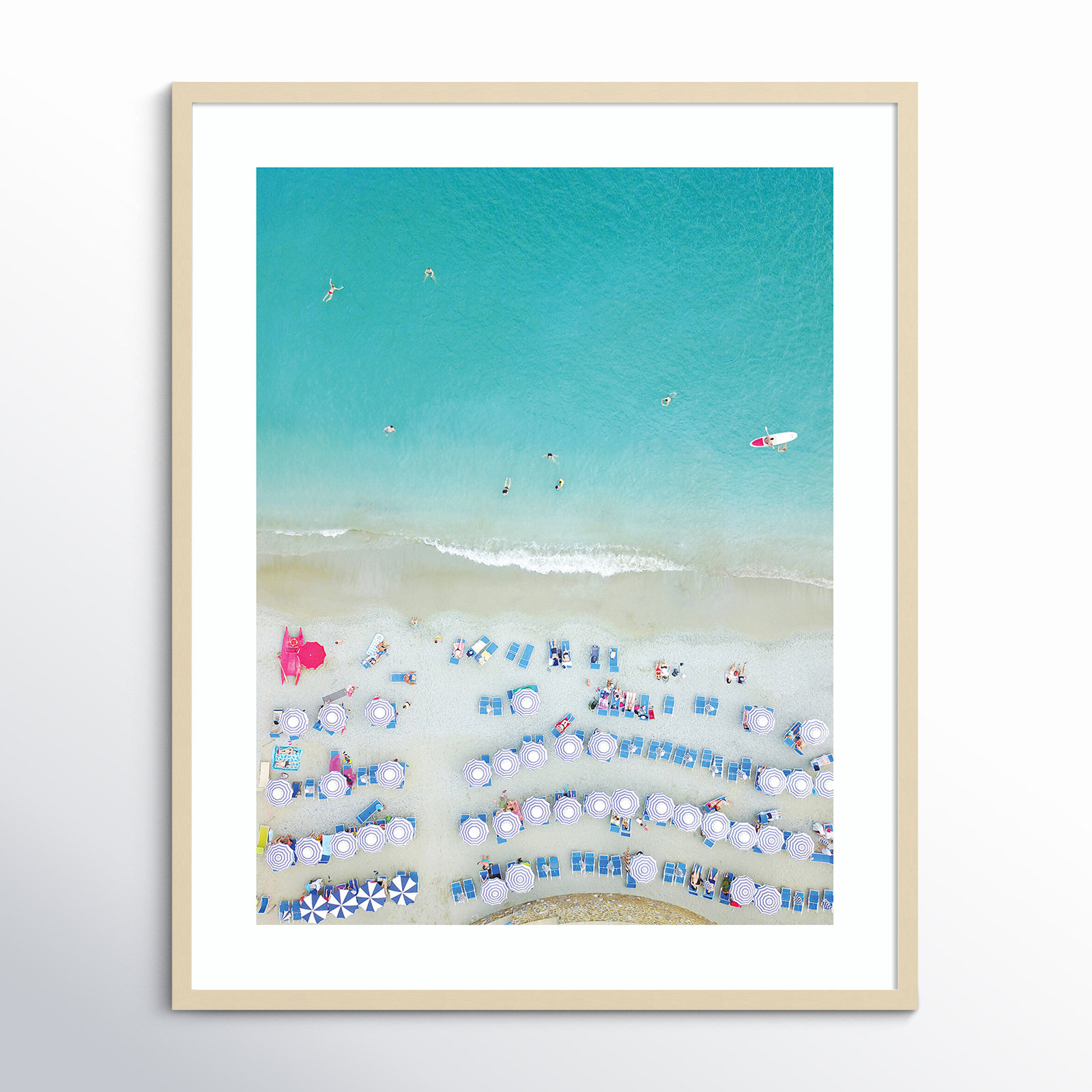 Monterosso Al Mare Swim by Rachel Dowd, 41.25" H x 33.25" W, Brown Framed