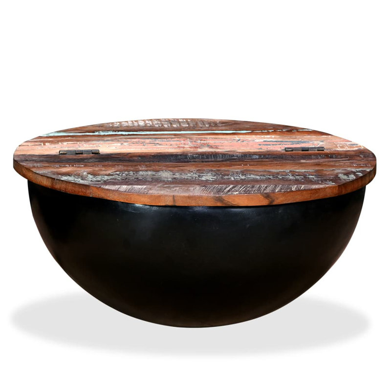 Table basse simple avec rangement Chatteris, Marron foncé, Blanc