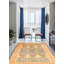 Tapis décoratif en laine noué à la main de conception unique en laine 18/20 bleu marine foncé 6 pi 1 po x 9 pi 4 po noué à la main new age