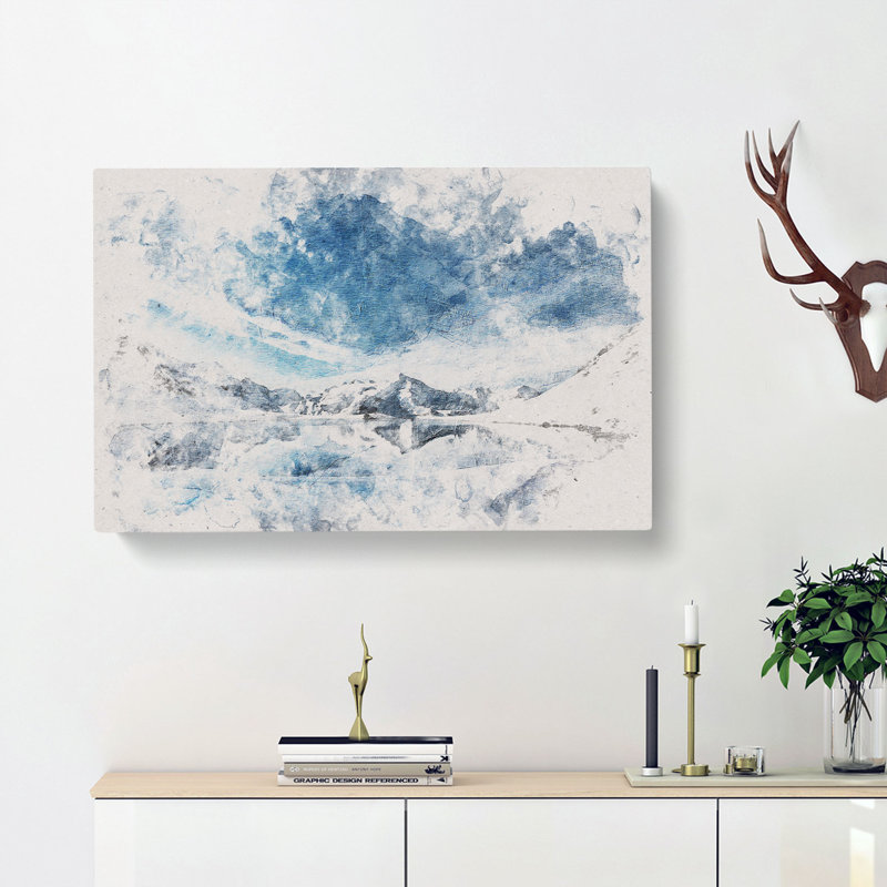 Winter Mountain Reflection - Wall Art, 60cm H x 91cm W x 3cm D, Wrapped Canvas
