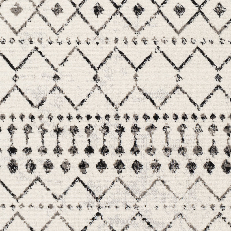 Canisha Southwestern Black/Ivory Area Rug, Rectangle 5' x 7'
