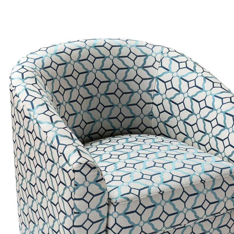 Fauteuil demi-tonneau pivotant Amiir avec ressorts ensachés intégrés, Mélange de lin bleu marine
