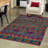 Equan Geometric Machine Made Polypropylene Indoor / Outdoor Area Rug in Red/Green/Navy-1947619745