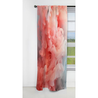 Panneau de rideau abstrait, motif occultant rose fumée - Éclat polaire rose fumée I