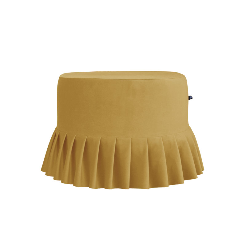 50cm Wide Round Solid Colour Ottoman, Old Gold