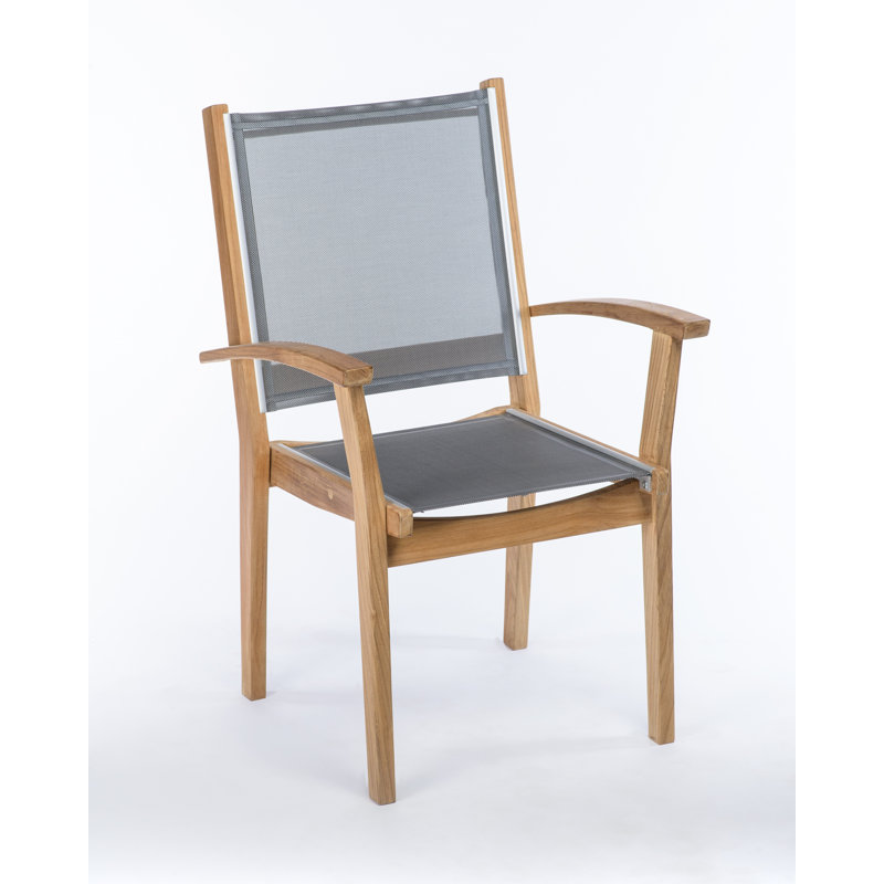 Chaise de patio empilable en teck Barbados, gris
