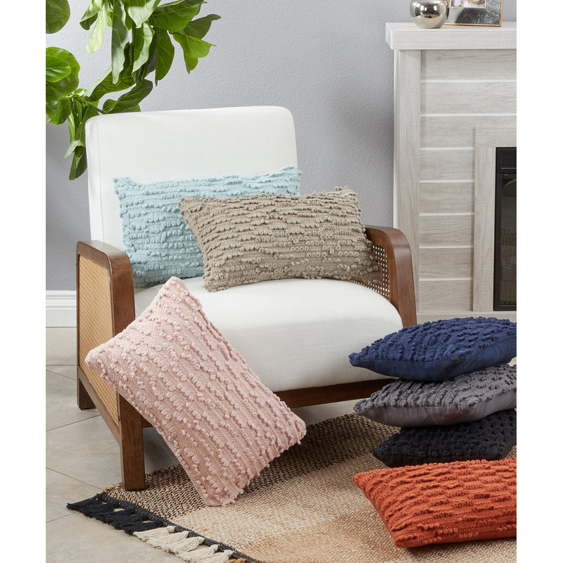 Rust Textured Cotton Nubby Design Throw Pillow, 12"x20"