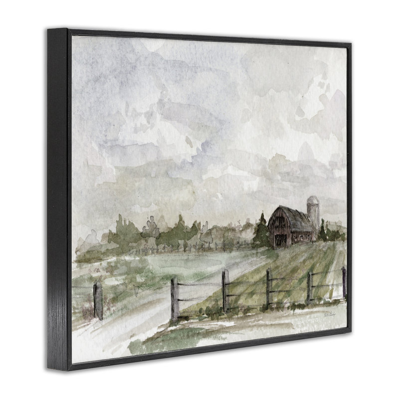«Rustic Barn & Fence», art de la giclée encadrée par Patti Bishop, H 11 po x l 14 po, Giclée encadrée noir minuit