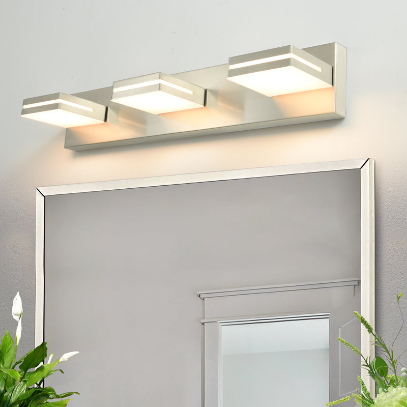 Modern Dimmable LED Vanity Lights for Mirror 3 CCT Adjustable LED Vanity Light, 3 Lights, Brushed Nickel