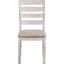 Deux chaises d'appoint de salle à manger décontractées, finition blanc grisâtre, siège rembourré, conception transitionnelle, structure en bois, 2 chaises de H 18 po x 22 po x H 39 po, blanc, profondeur 17,71 po