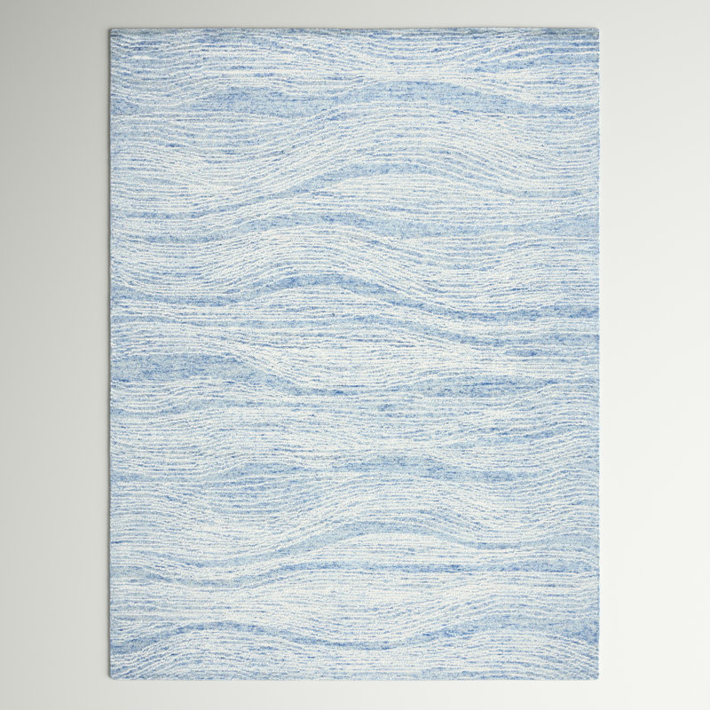 Tapis abstrait en laine et coton touffeté à la main Ameelia, Rectangle 9 pi x 12 pi