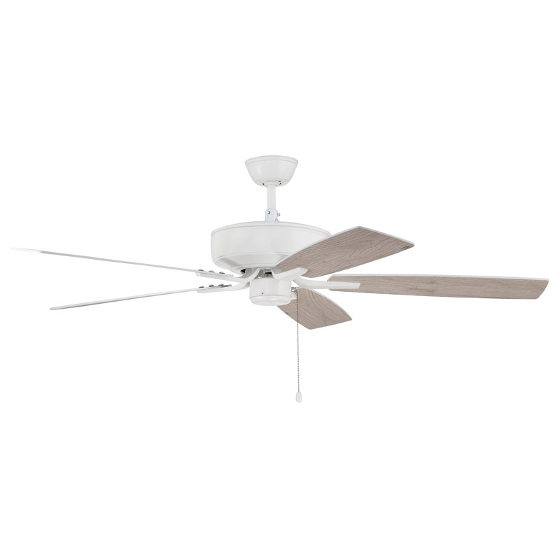 52'' Ceiling Fan, White With Beige Blades