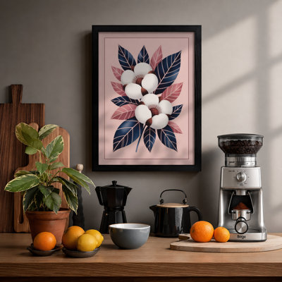 Cotton Wreath Botanical - Framed Print
