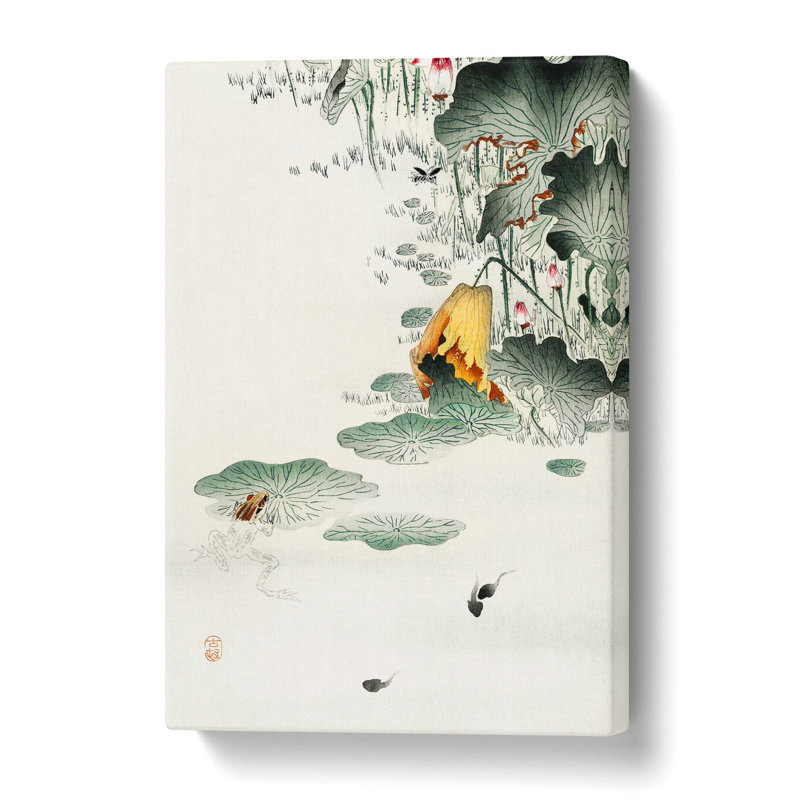 Frog & Tadpoles by Ohara Koson - Wrapped Canvas, 50 cm H x 35 cm W