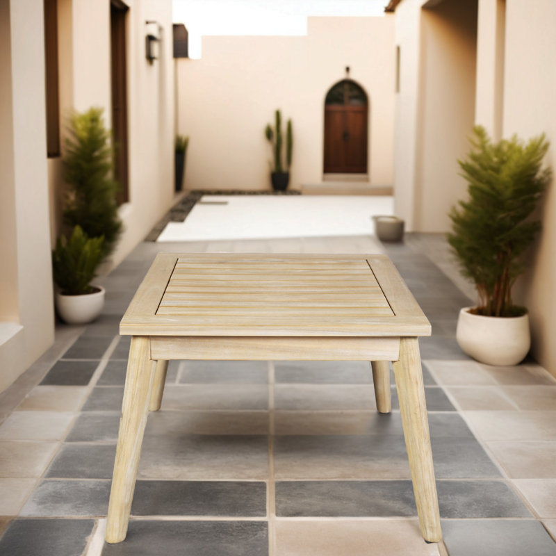 Table d'appoint carrée d'extérieur en acacia