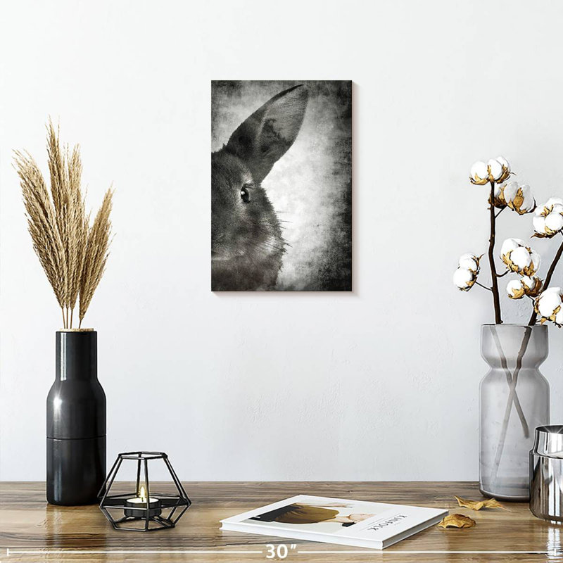 Visage de lapin Brampt noir et blanc, H 12 po x l 8 po