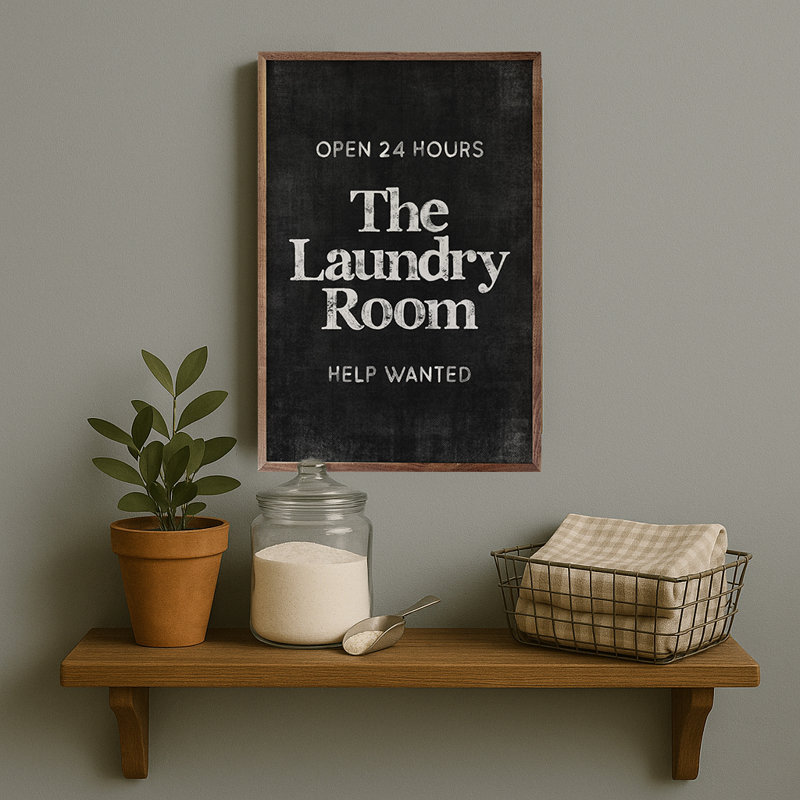 The Laundry Room Wall Art, Black, 16" H x 10" W