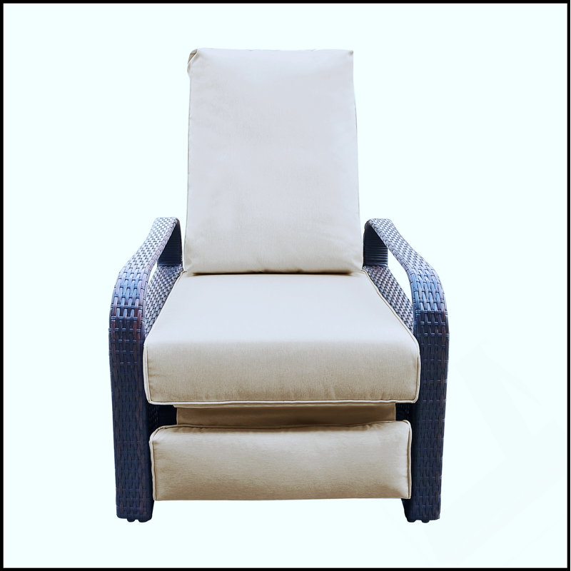 Outdoor Recliner, Automatic Adjustable Wicker Lounge Chair With Thick Cushion And All-Weather Aluminum Frame