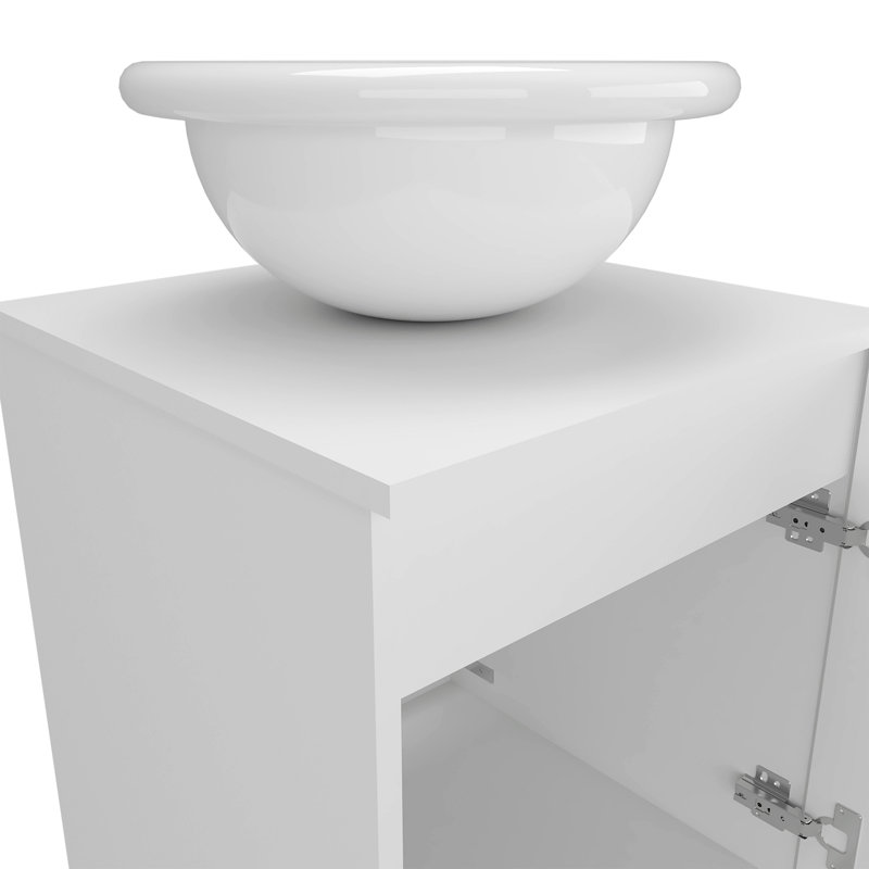 Meuble-lavabo de salle de bain 1 porte avec lavabo, Blanc