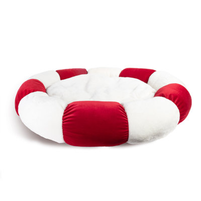 Tucker Murphy Pet™ Holiday "Daisy" Round Pet Bed In Red Velvet And Natural Sherpa
