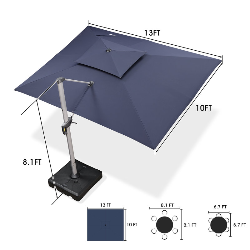 Sim 9.84' x 13.11' Rectangular Cantilever Umbrella,Navy, Navy Blue