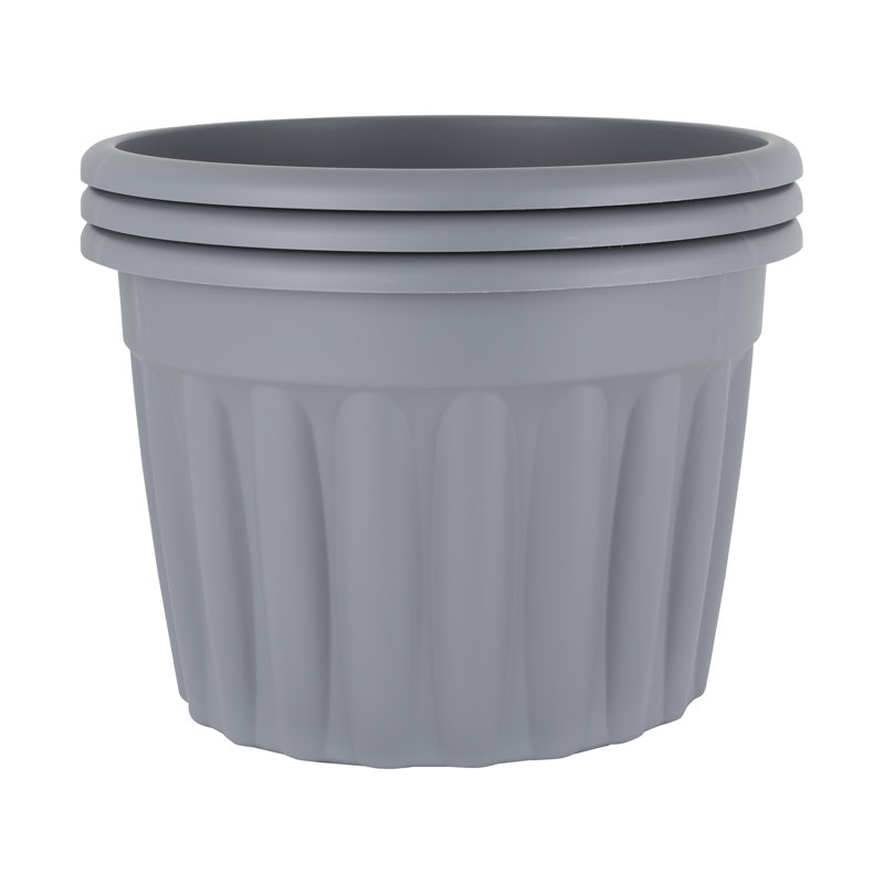 Wham Vista Round Planter Upcycle Grey, 40cm H x 60cm W x 60cm D